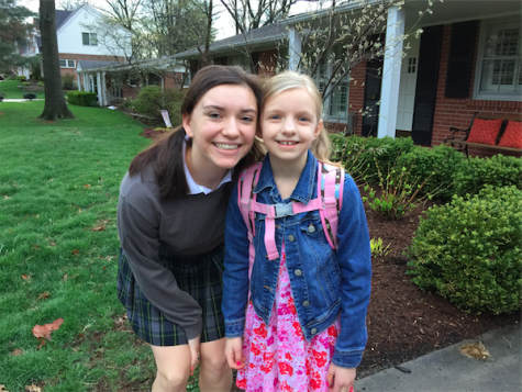 Emilie Garza and her Mini Marker Claire Saetelle pose before heading off for Mini Marker Day.